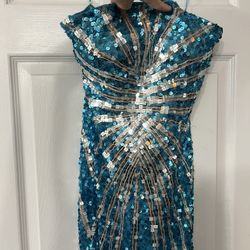 Sequin Blue Prom Dress