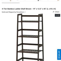 4 Tier Bamboo Ladder Shelf Bookshelf Or Plant Rack $65