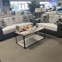 Grey Leather Sofa & Loveseat 🤩🩶 $1999 Easy Purchase Available😌