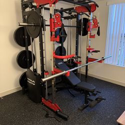 Smith Machine 200 | Adjustable Bench | 245lb Cast Iron Olympic Weights | 7ft Olympic Bar | Fitness | Gym Equipment | FREE DELIVERY/INSTALLATION 🚚 🛠️