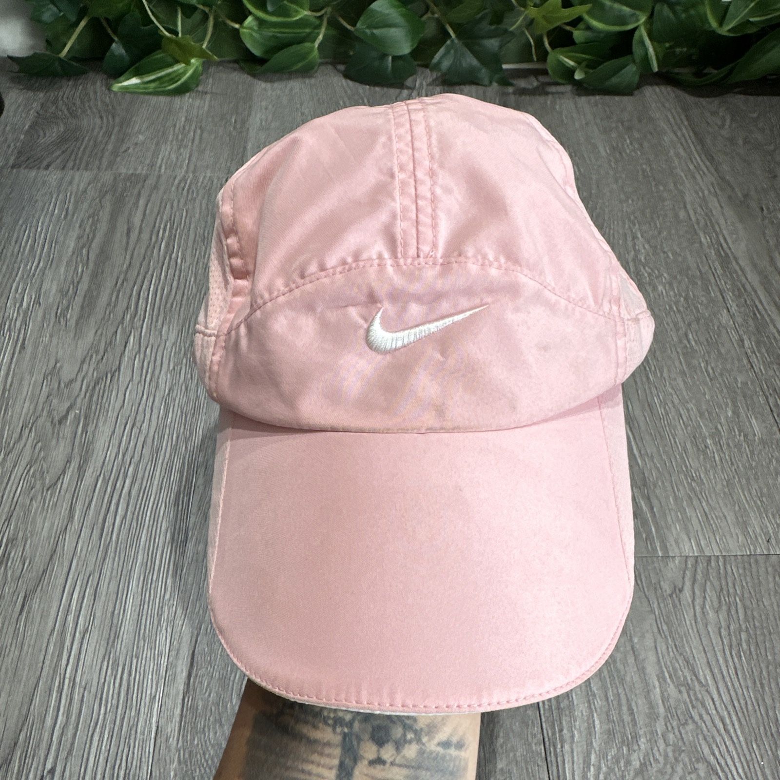 Vtg Y2K Nike Tailwind Hat 7 Panel Mesh Good Swoosh Running Mesh All Pink Strap