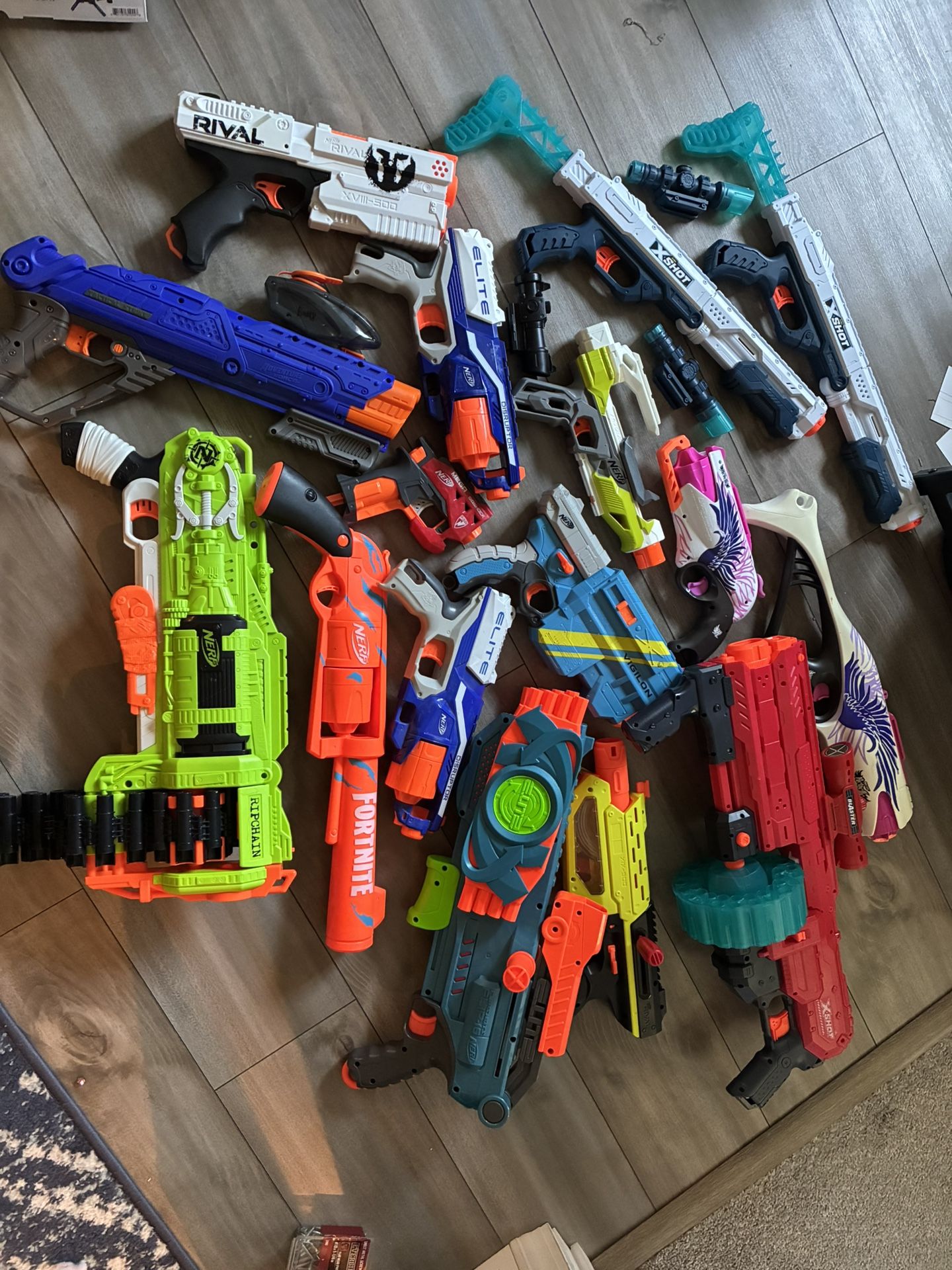 Nerf Gun Lot And Accessories