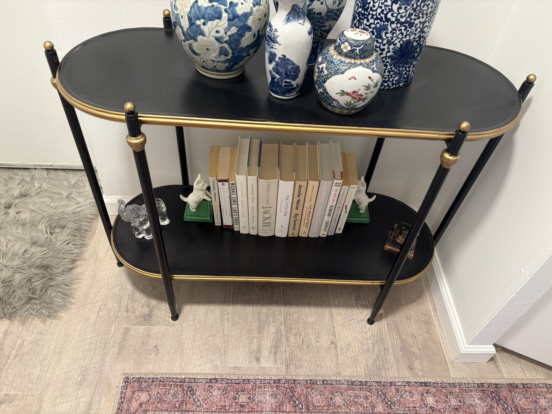 Black And Gold 2 Tier Console Table