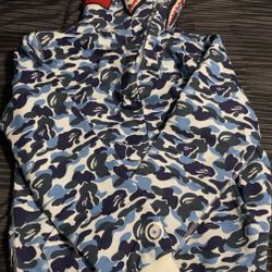 Bape blue and white camo zip up