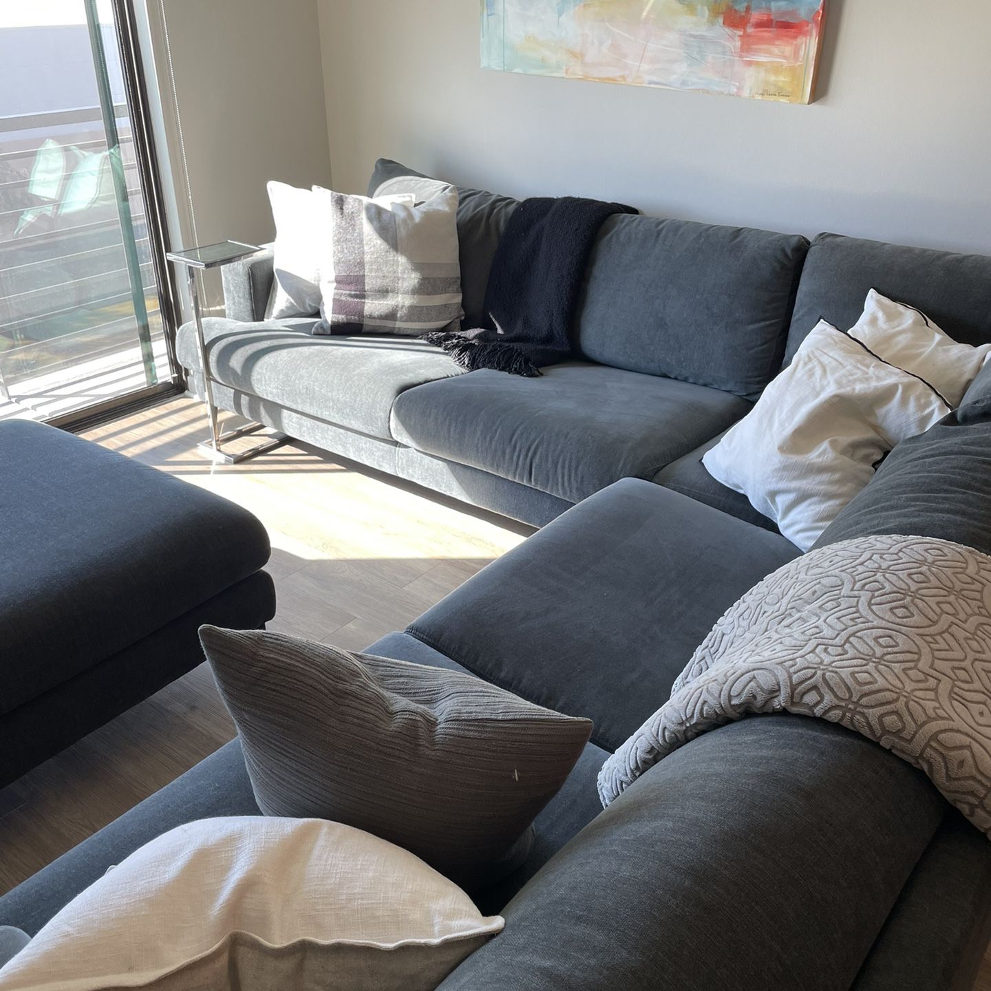 3 Piece 114” Sectional With Cocktail Ottoman 
