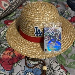 Luffy One Piece X La Dodgers Collaboration Baseball/ Trading Card And Straw Hat 