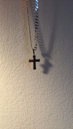 Sterling silver black and white diamond cross pendant