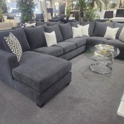 Brand New U Shape Dark Gray Linen Sectional