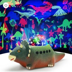 Dinosaur Projector Lamp, Dinosaur Toy Night Light for Kids, 360-Degree Rotating Projection and 12 Types of White Noise, Starry Night Lights for Room D