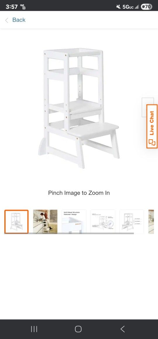 Kids Kitchen Step Stool, White