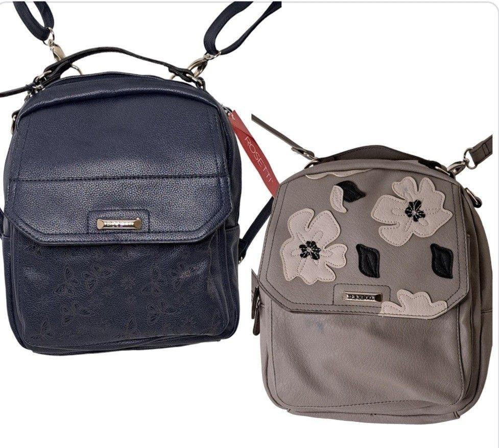 Pair Rosetti DAISY Backpack Bags Navy (NWT) Butterflies & Gray Floral MSRP$59.00