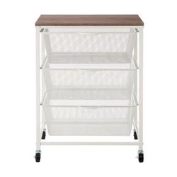 White Mesh Rolling Cart