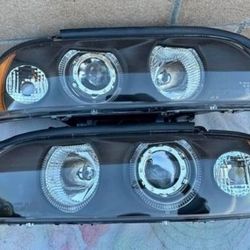97-03 Bmw E39 5 Series Dual Rings Headlights Luces Micas Calaveras 