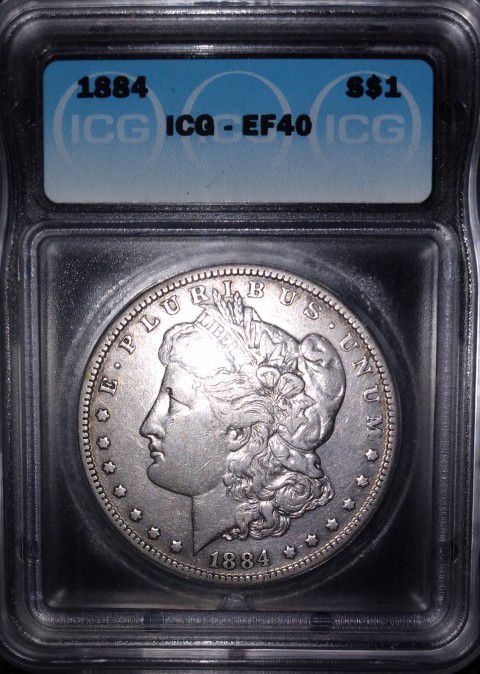 1884- P Morgan Silver Dollar EF40 - ICG