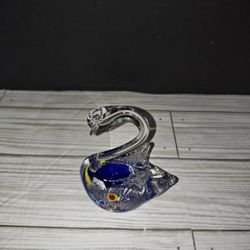 Vintage Millefiori Art Glass Swan Small Decorative Figurine Paperweight 