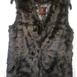 A - Adrienne Landau Black Faux Fur Vest