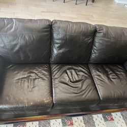 Ashley Leather Sofa Set (3x2) - used 