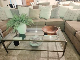 Glass with gold tone coffee table