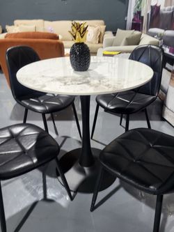 DINING TABLE FAUX MARBLE TOP 36x36