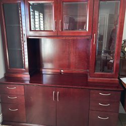 Lighted Cherry Wood Cabinet 