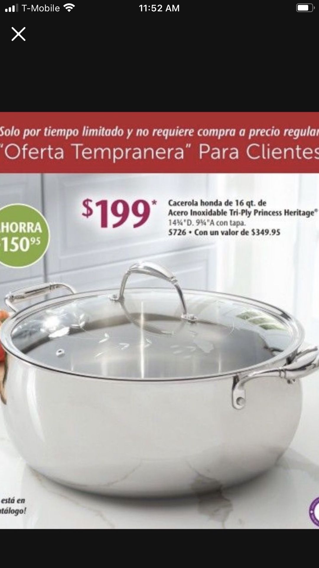 Princess House Olla De 16 Qt