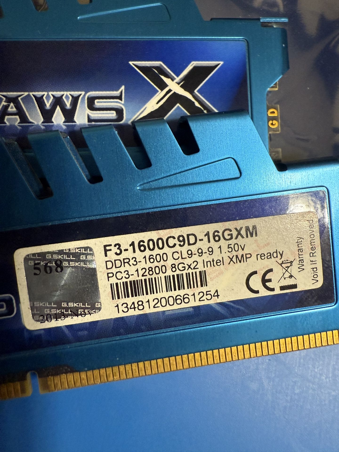 G. Skill Ripjaws X 16GB DDR3 (2x8GB) Dual Channel RAM