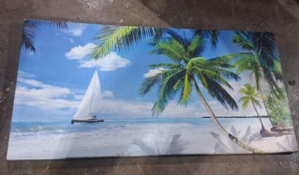 3 canvas pictures. Corded hedge trimmers. Chair