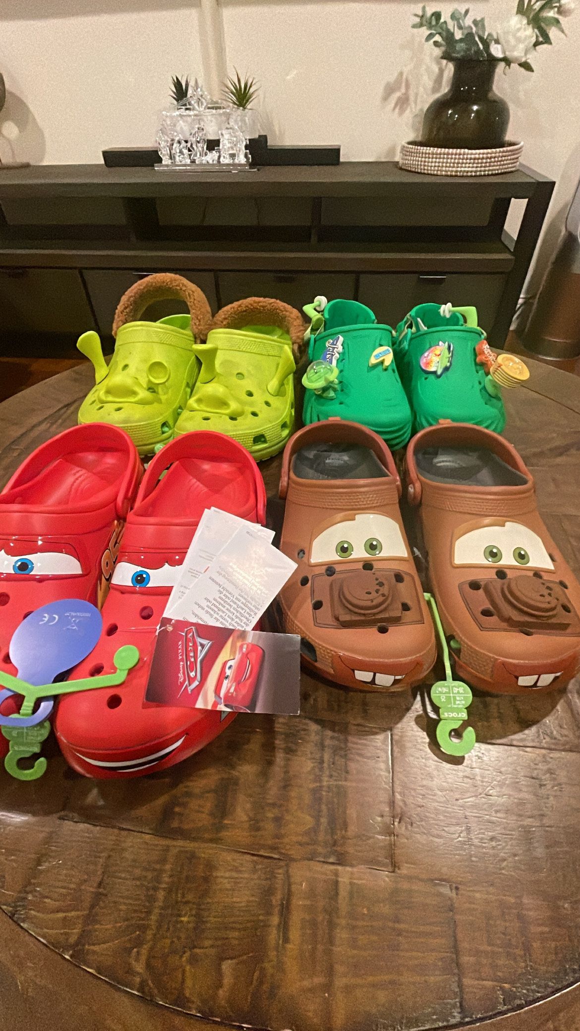 Crocs classic clog Lightning McQueen, Mater, Shrek, Jetson sizes 5,6,7,8,9,10,11,12. 