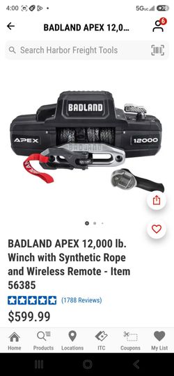 Badland  Apex12000 lb Electric Winch synthetic cable, many extras