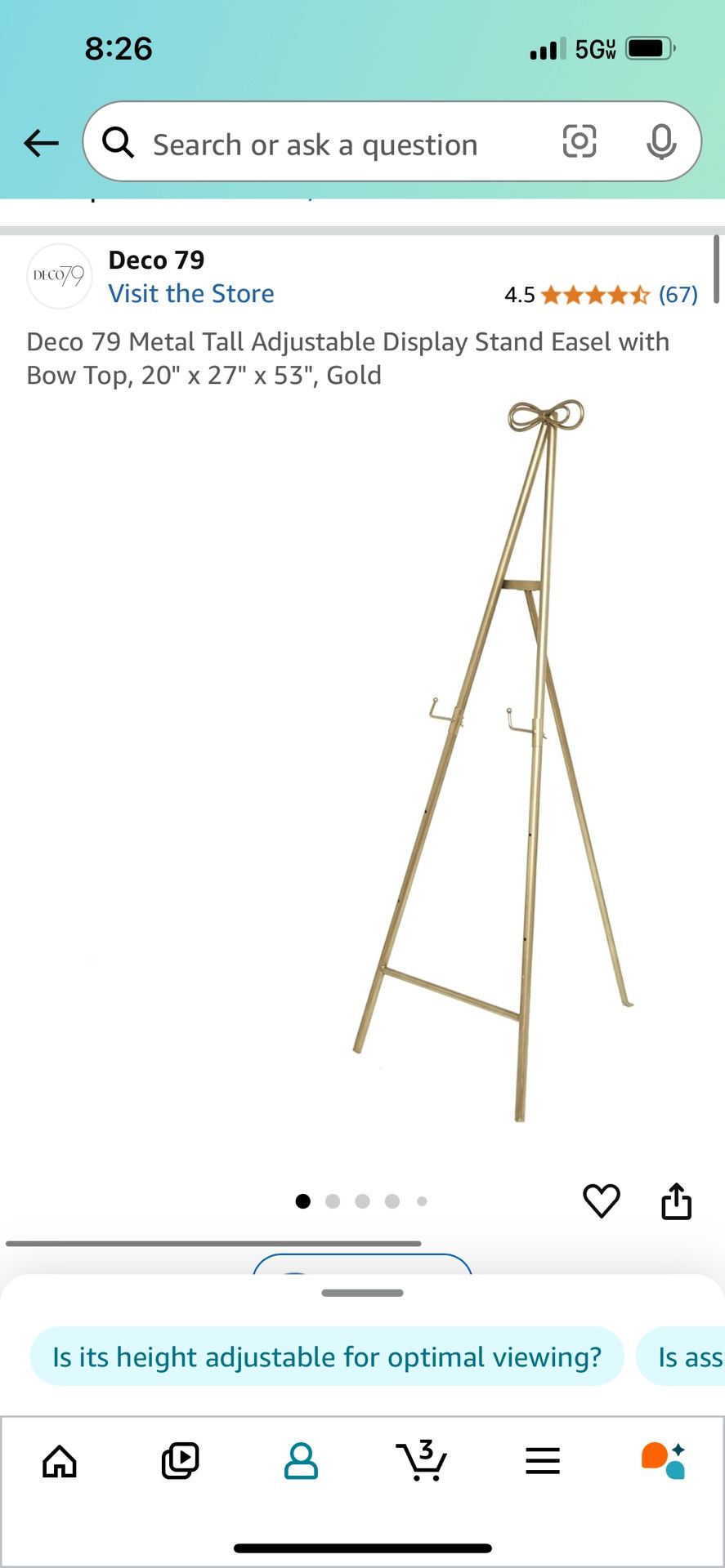 Gold Metal Easel