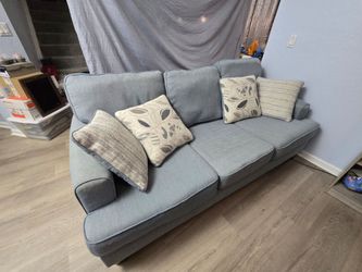 Comfortable Fabric Sofa - Light Blue (Includes Pillows)