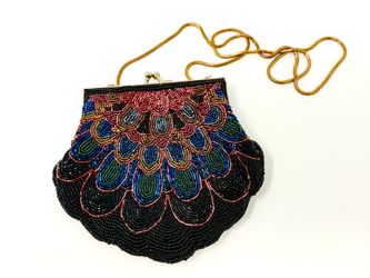 Peacock Multicolored Beaded Party Bag