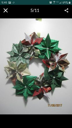 Folded Paper Wreaths , 16" diameter