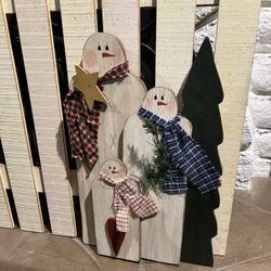 Hand Painted Wood Snowman Christmas Decor