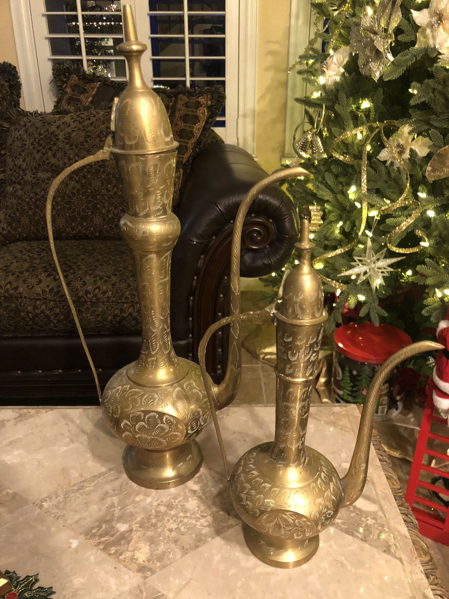 18” & 8” Tall Brass Decanters