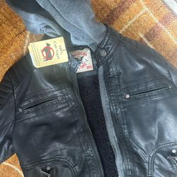 Moto Leather-like Jacket w/ hood