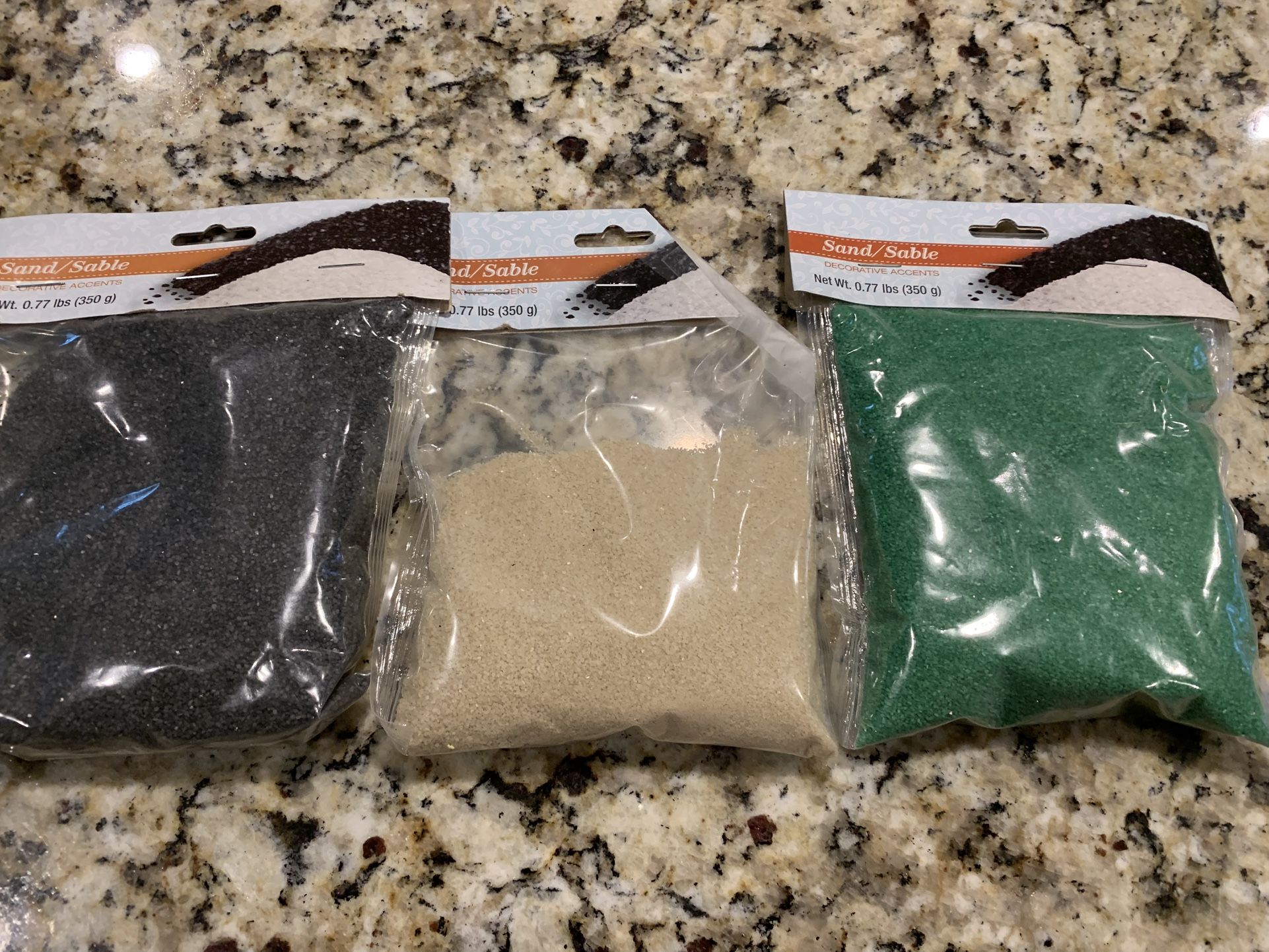 3 Bags Of Sand In Black,Green, Natural For Various Hobbies, Even For Glass Jars Creating Sand Designs