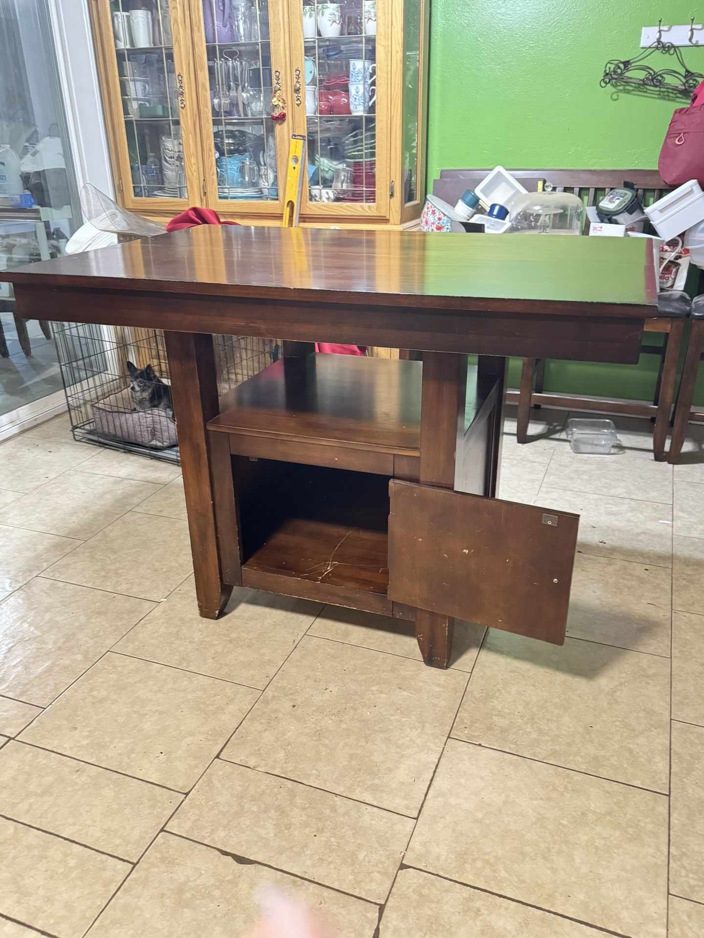 Dark wood dining table