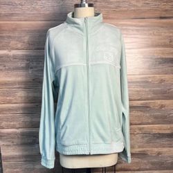 Hello Kitty x Forever 21 Velour Zip Up Track Jacket in Sage Green 