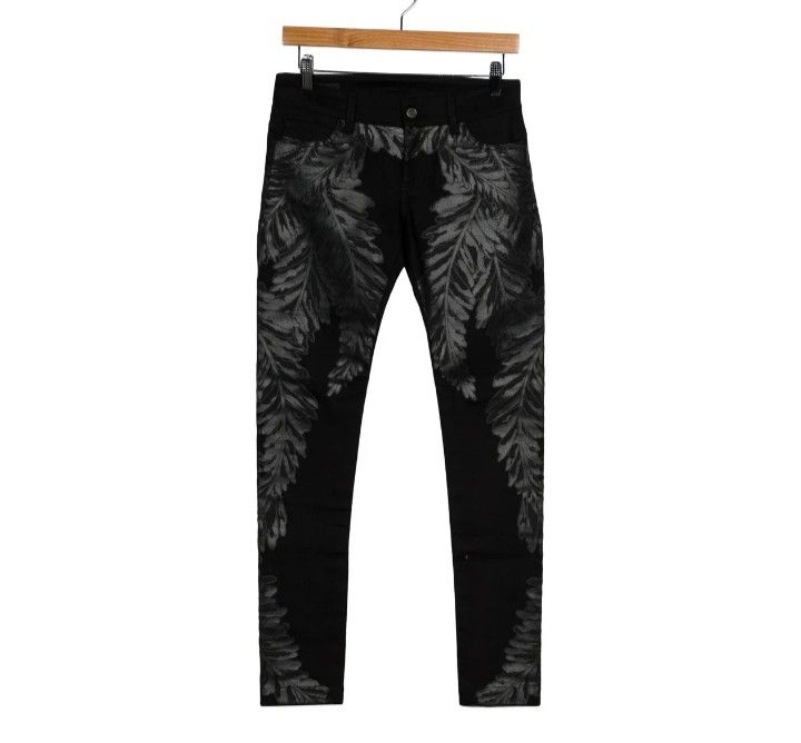 Women's GUCCI Black Denim Jeans with floral pattern Size 40