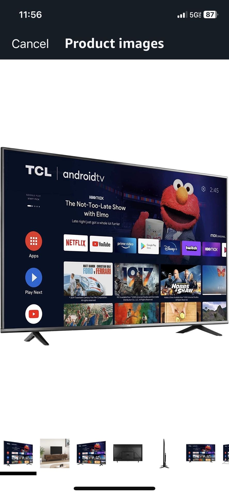 TCL 43-inch Class 4-Series 4K UHD HDR Smart Android TV - 43S434, 2021 Model