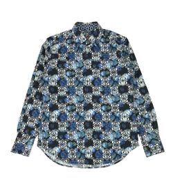 Robert Graham Alloway Shirt Mens Small S Blue Geometric Skull Print Button Up BN