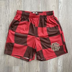 Red and brown checkered Eric Emanuel shorts /we shorts in amazing condition