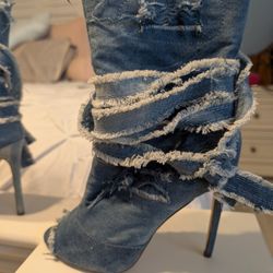 Jean Heeled Open Toe Boots
