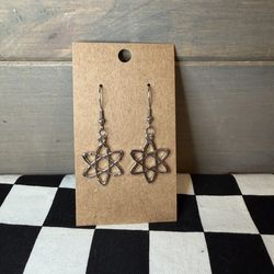 Silver Tone Atom Earrings