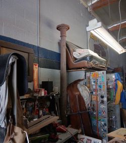 12 foot 1920s street light with 2 globes for top