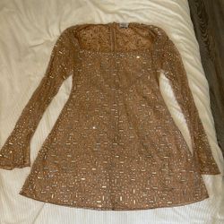 Oh Polly Nude Sparkly Mini Dress W/ underdress