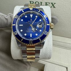 Rolex Submariner 40 Blue 18k Yellow Gold Two Tone 