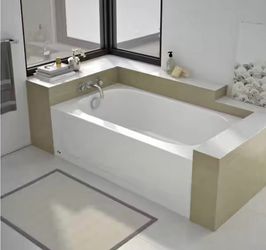 54 in. x 30 in. Alcove Soaking Bathtub with Left Drain in White