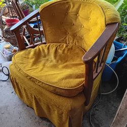 Mid Century Upholstered Swivel Chair